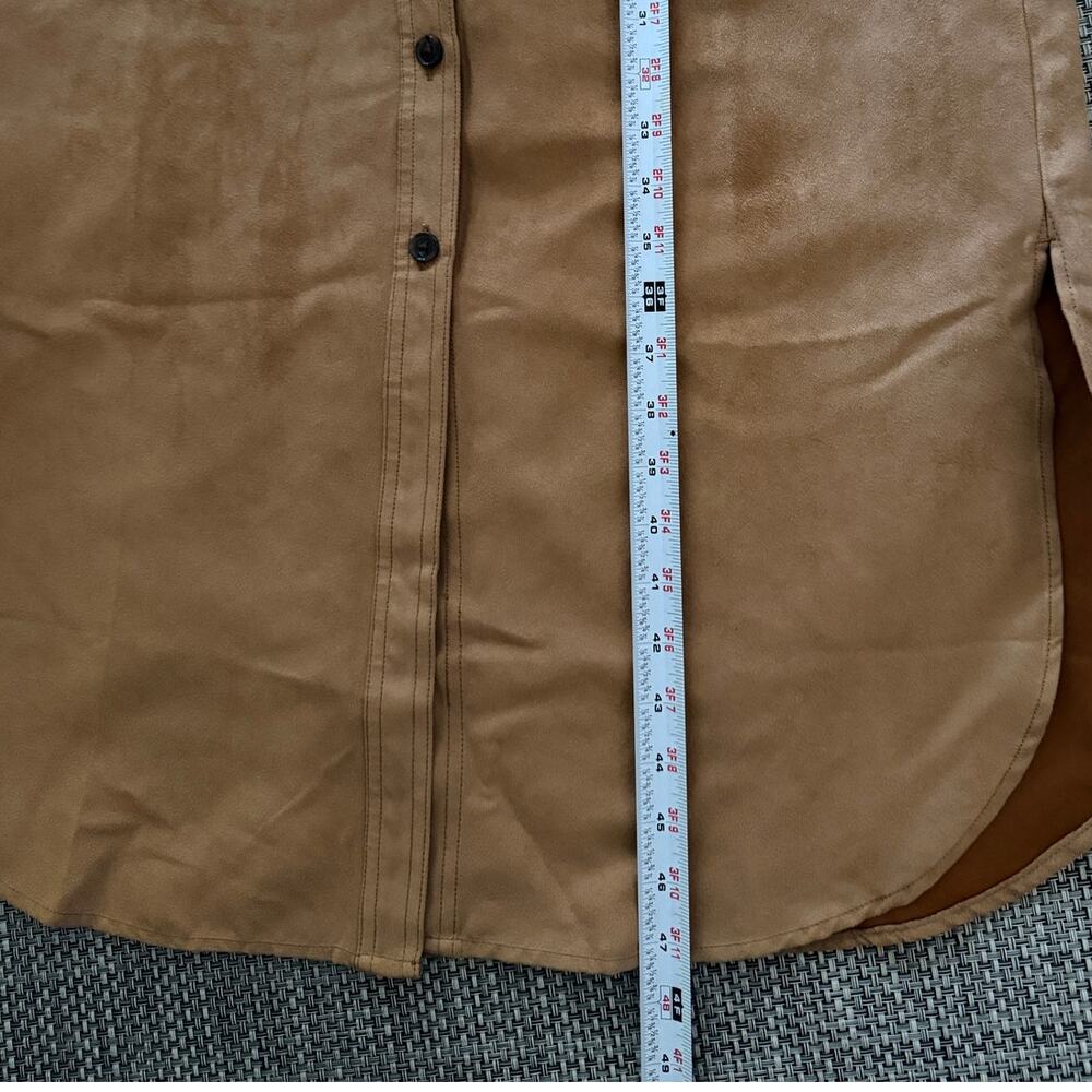 BANANA REPUBLIC Faux-suede Midi Shirt Dress Classic Tan/Camel M western safari - Picture 5 of 5